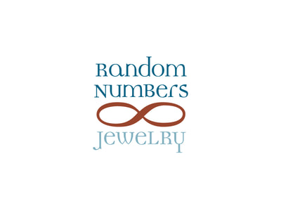 This logo shows "Random Numbers" in teal above a red-brown infinity symbol, with "Jewelry" below in a lighter teal.